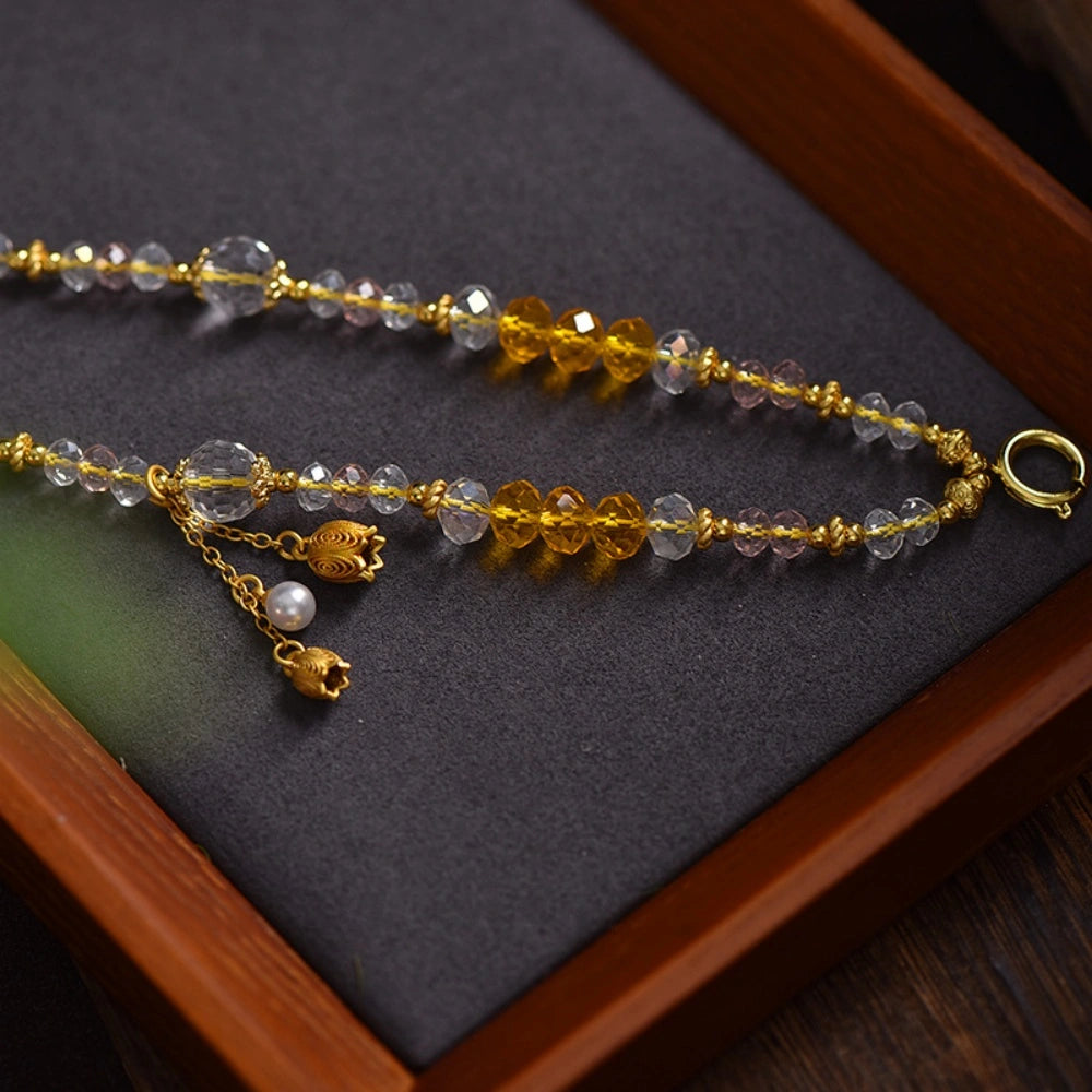 Mulstio Austrian Crystal Healing Necklace Cord Handcrafted Spiritual Protection Jewelry for Women