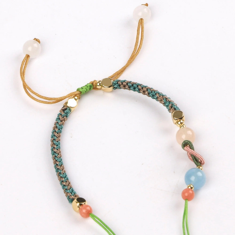 Mulstio Gradient Hand Woven Crystal Pendant Cord Necklace Spiritual Empowerment Amulet
