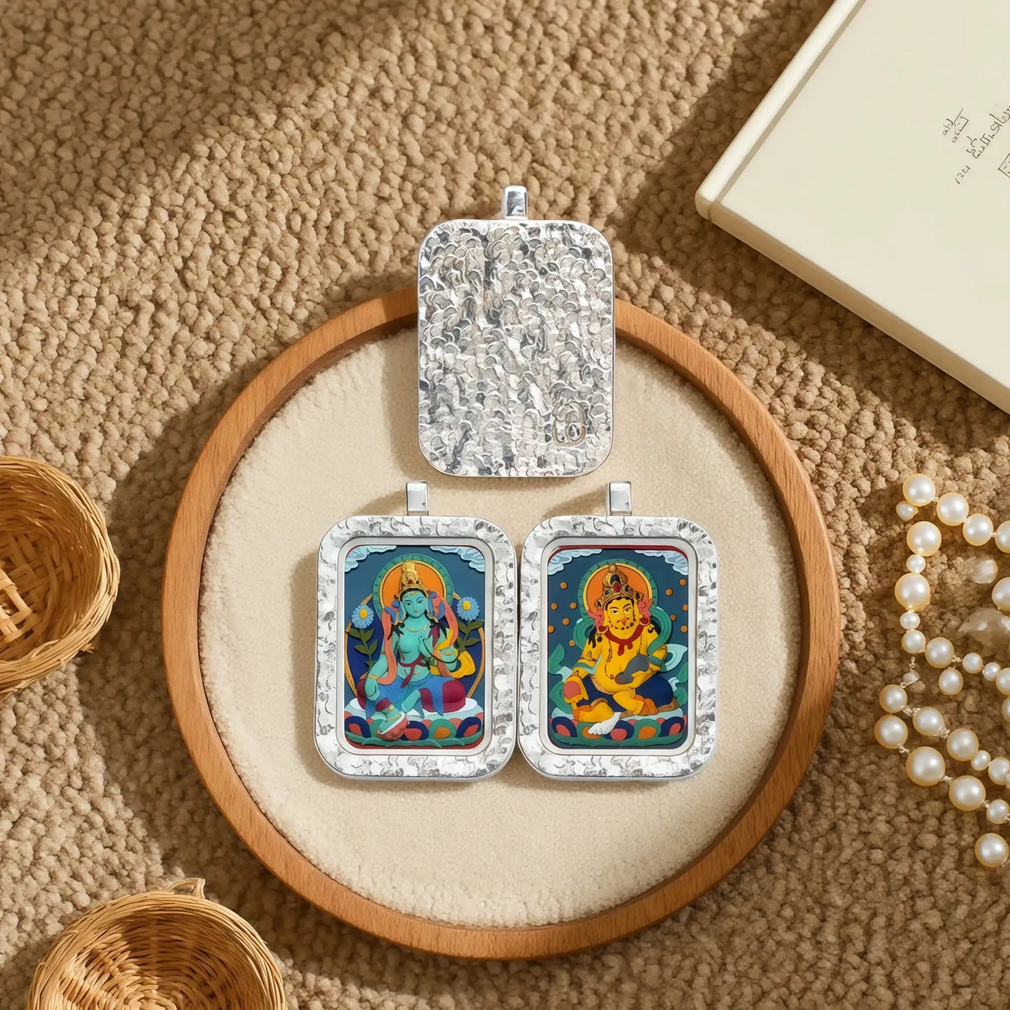 Akasagarbha Silver Handmade Thangka Pendant - Memory Wisdom Talisman
