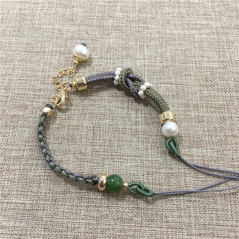 Mulstio Ruyi Knot Pearl Bracelet Hand Woven Spiritual Empowerment Jewelry for Career Growth