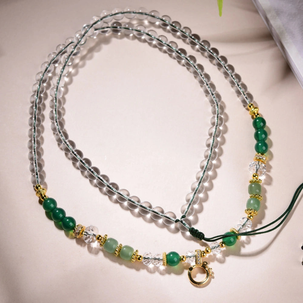 Mulstio Green Agate and Aventurine Energy Multiuse Chain for Abundance and Focus