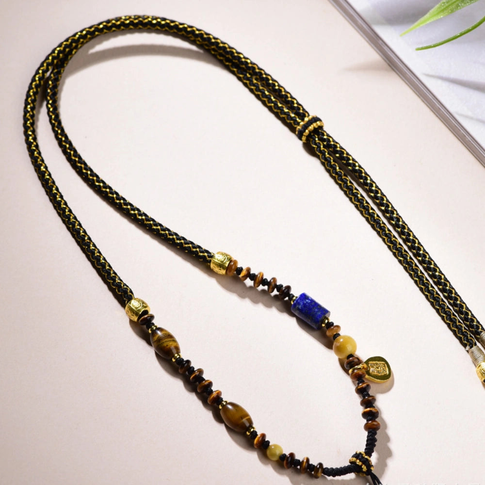 Mulstio Tiger Eye Dragon Scale Necklace Cord Feng Shui Wealth Amulet for Career Women