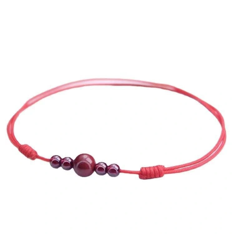Cinnabar & Deep Red Garnet String Anklet (3 Colors) - Fire+Earth Element, Prosperity & Love