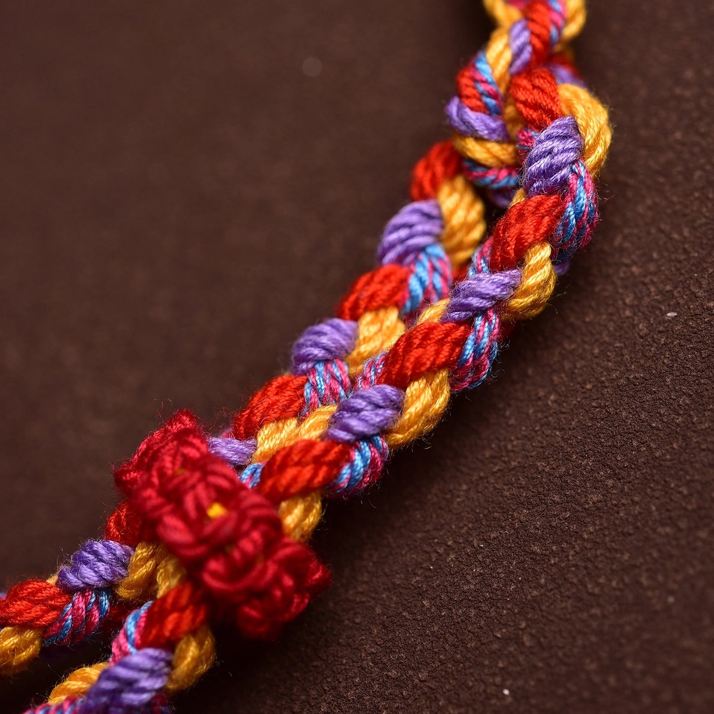 Cotton 4-Section Colorful Handwoven Adjustable Bracelet – Fire Element for Passion, Confidence & Vibrant Balance