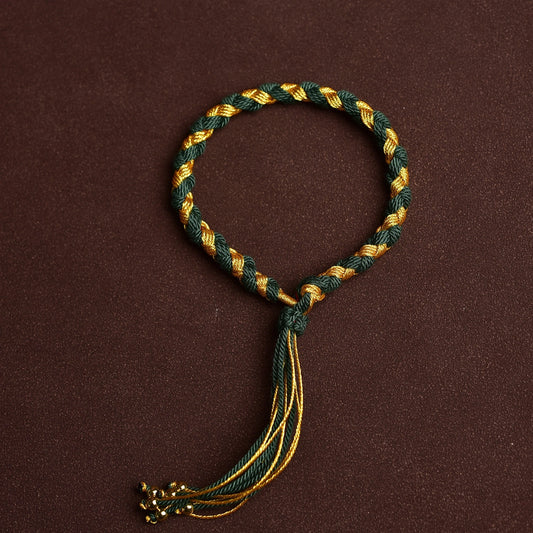 Double-Color Dragon Scale Knot Handwoven Adjustable Bracelet – Wood Element for Balance, Peace & Gentle Protection