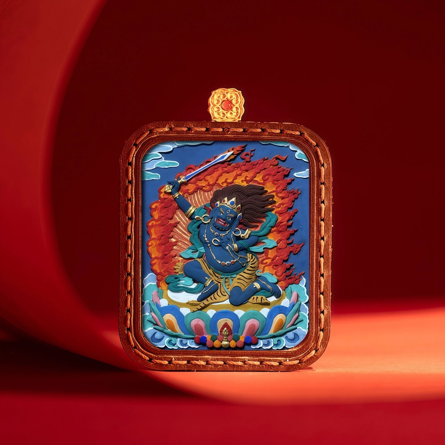 Person Wearing Acala Thangka Necklace for Spiritual Protection