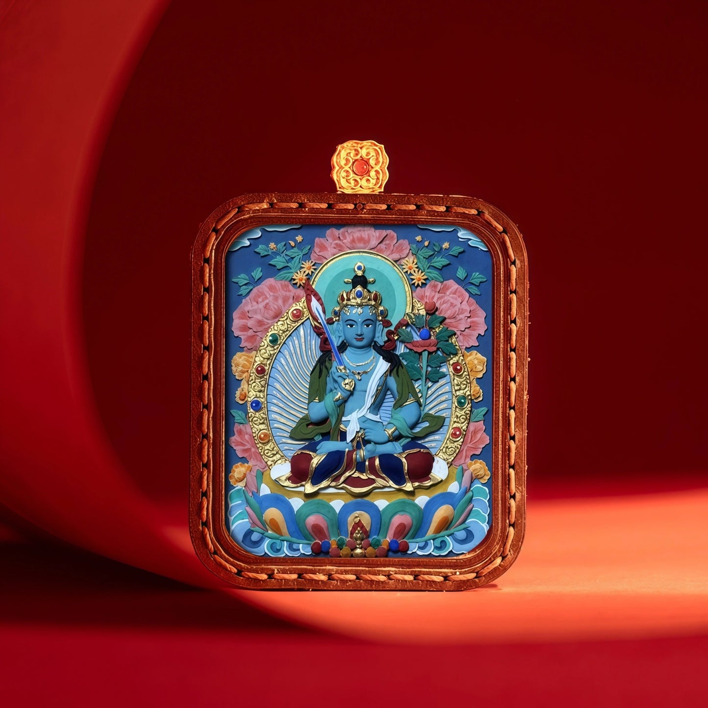 Akashagarbha Bodhisattva with Jeweled Sword and Wisdom Text - Cosmic Knowledge