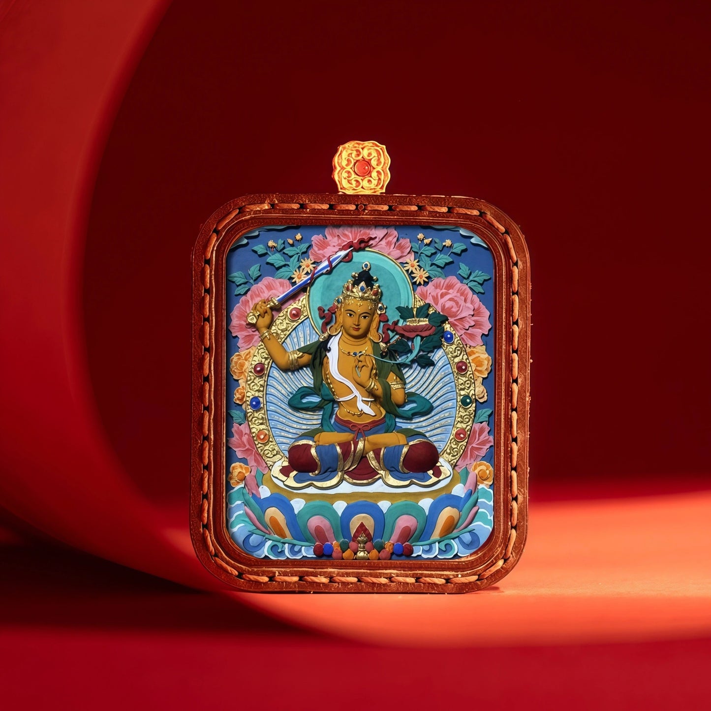 Modern Spiritual Seeker Wearing Tibetan Thangka Necklace - Mulstio Empowerment Jewelry