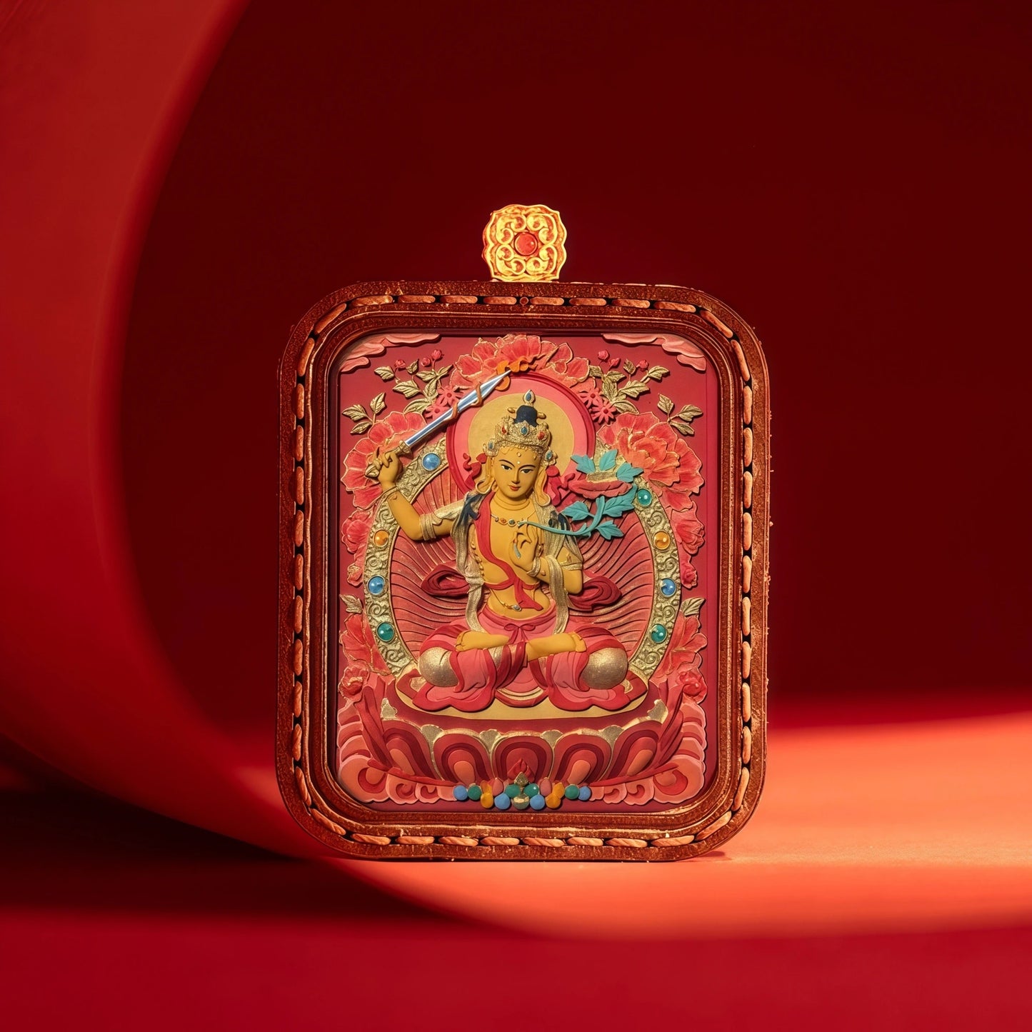Manjushri Bodhisattva with Flaming Sword and Scripture - Wisdom Enlightenment