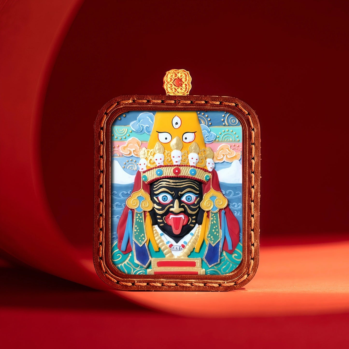 55.7mm Clay Base Thangka Pendant with Natural Mineral Pigments - Authentic Tibetan Buddhist Art