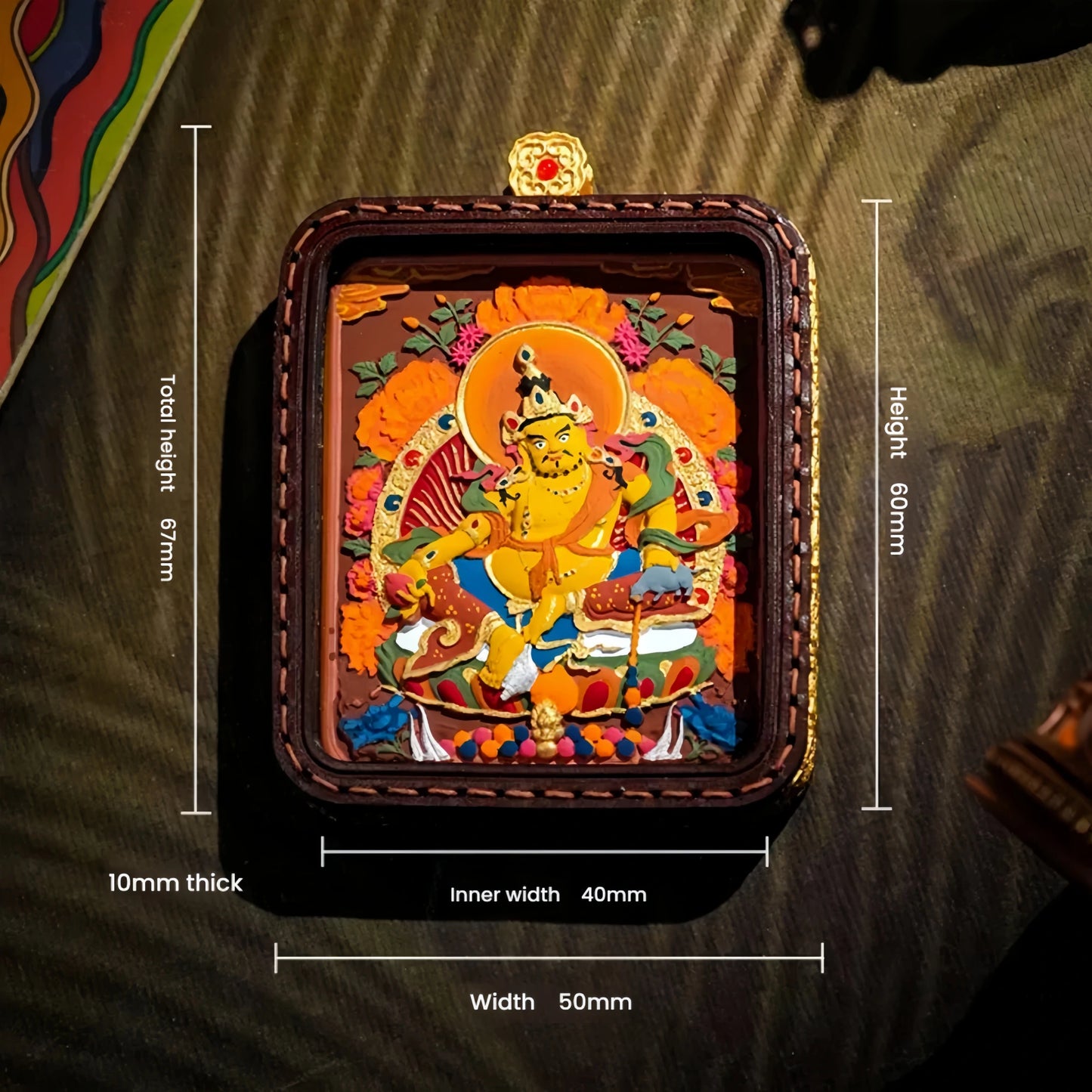 Traditional Tibetan Thangka Art Pendant Detailed Buddhist Symbolism - Mulstio Collection