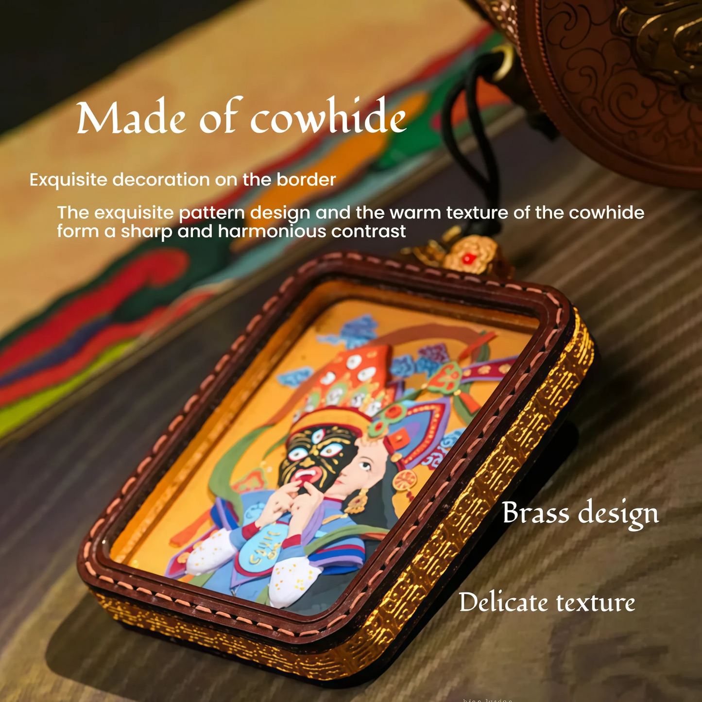 Adjustable Leather Cord Tibetan Thangka Pendant Wearing Demonstration - Mulstio Jewelry