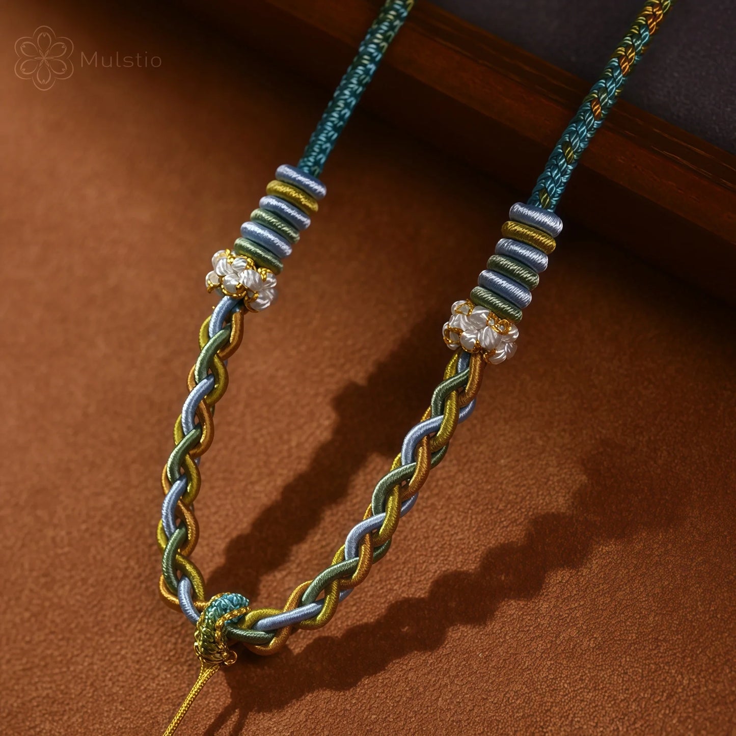 Jiangshan Handwoven Adjustable Necklace Cord String - Blue & Yellow Tibetan Artisan Rope