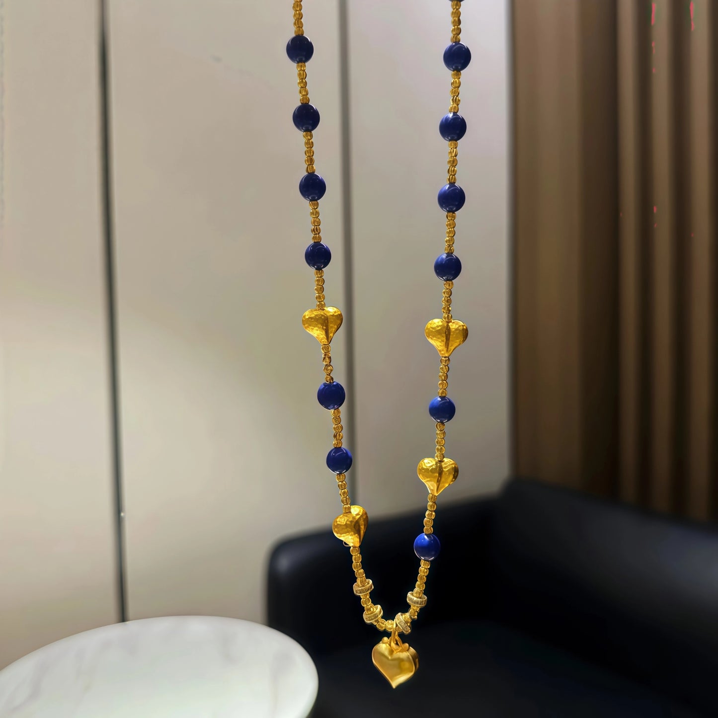 Lapis Lazuli Gold Heart Necklace