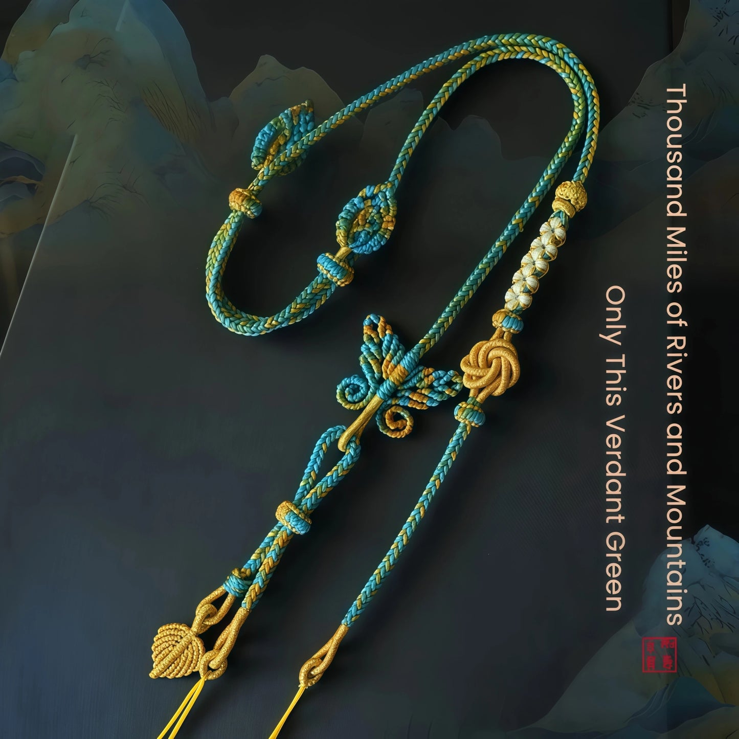 Nature-Inspired Butterfly Double Pendant String Necklace - Adjustable Artisan Cord