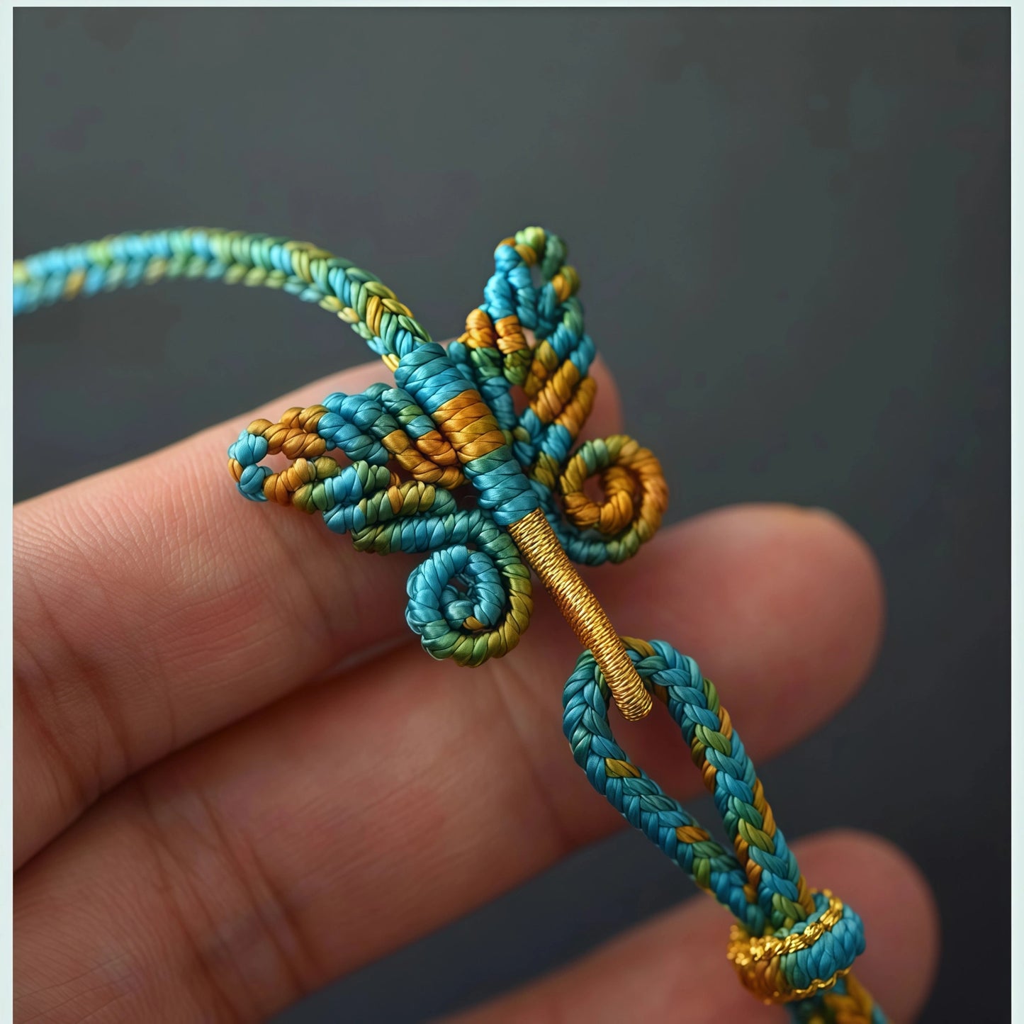 Nature-Inspired Butterfly Double Pendant String Necklace - Adjustable Artisan Cord