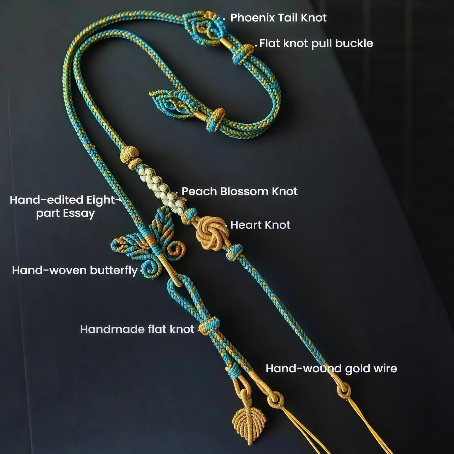 Nature-Inspired Butterfly Double Pendant String Necklace - Adjustable Artisan Cord