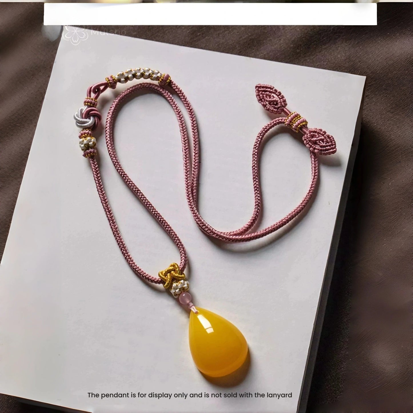 Pink Peach Blossom Handwoven String Necklace - Love Knot Adjustable Cord