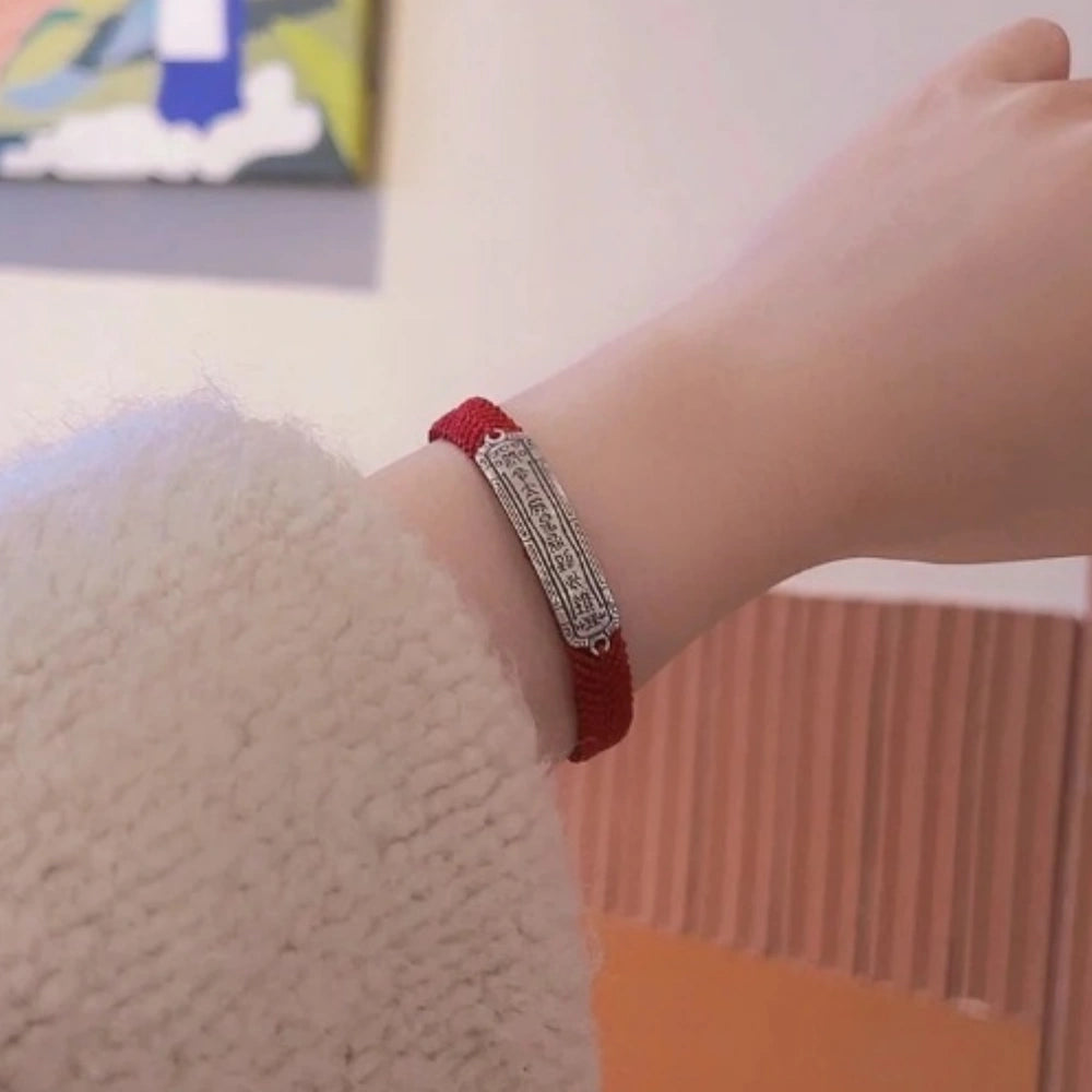 Handmade Red Braided Bracelet Silver Talisman Suisui Plaque Protection Jewelry for Women