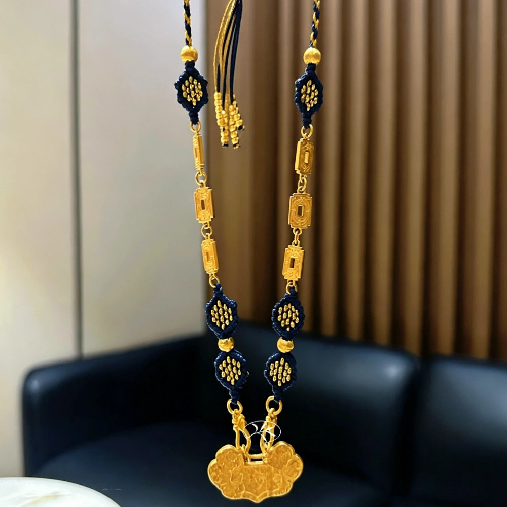 Mulstio Vintage Auspicious Cloud Necklace Copper Alloy Handwoven Empowering Talisman for Women