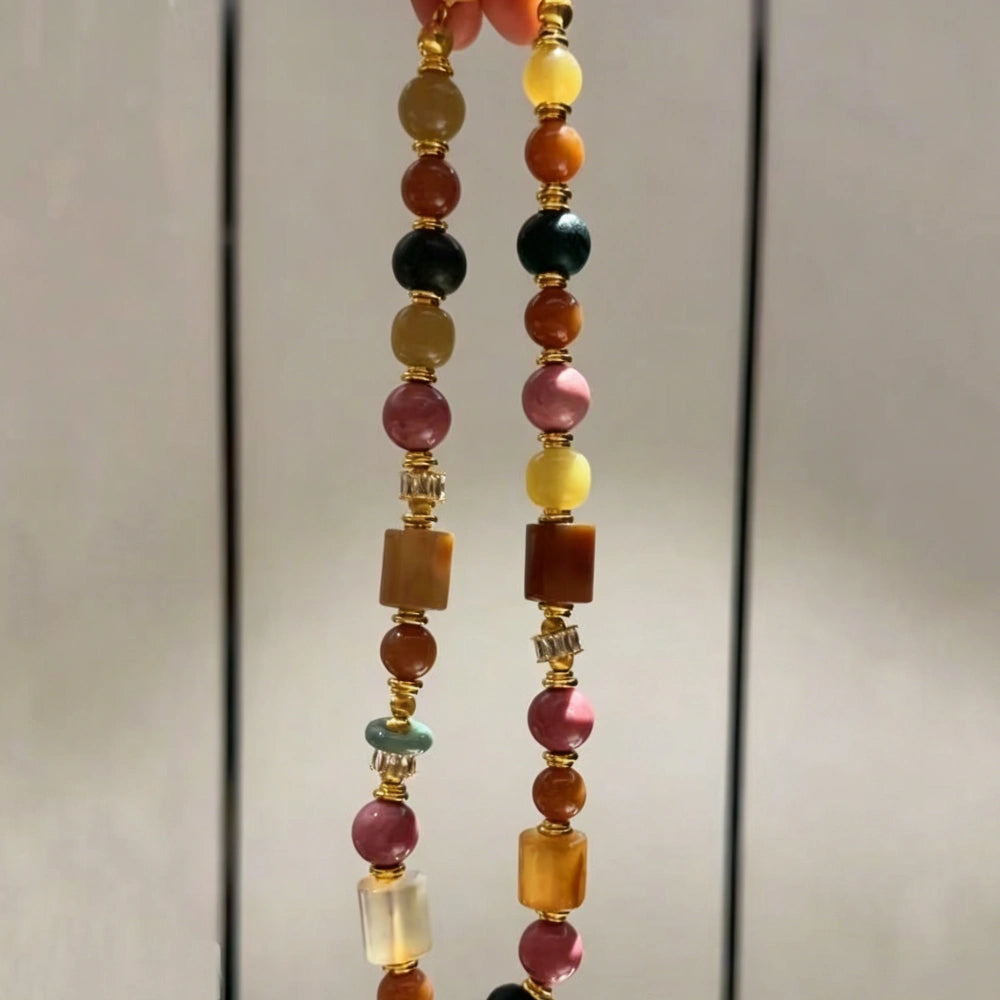 Vintage Agate and Rhodonite Empowering Necklace Handcrafted Multi Gemstone Jewelry for Modern Women Confidence