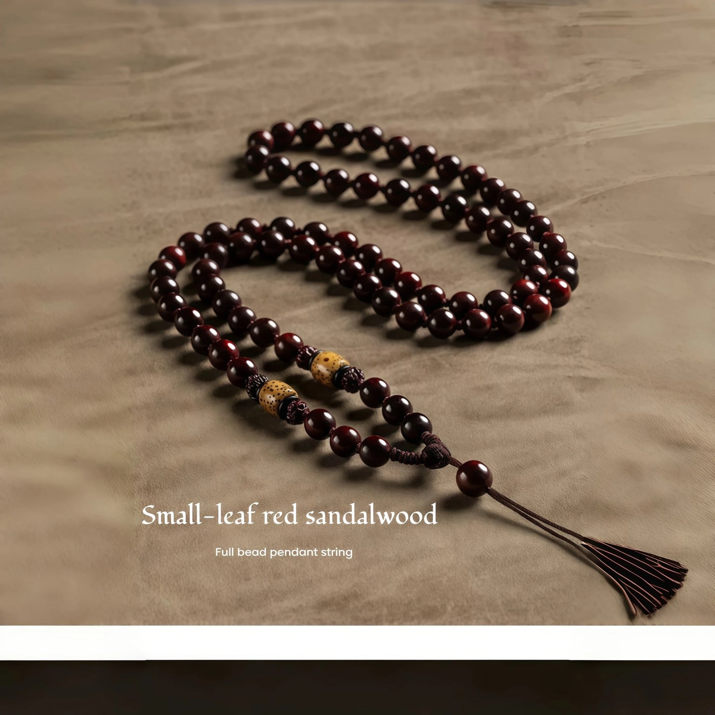 Sandalwood & Bodhi Bead Necklace - Adjustable Spiritual Mala Cord String