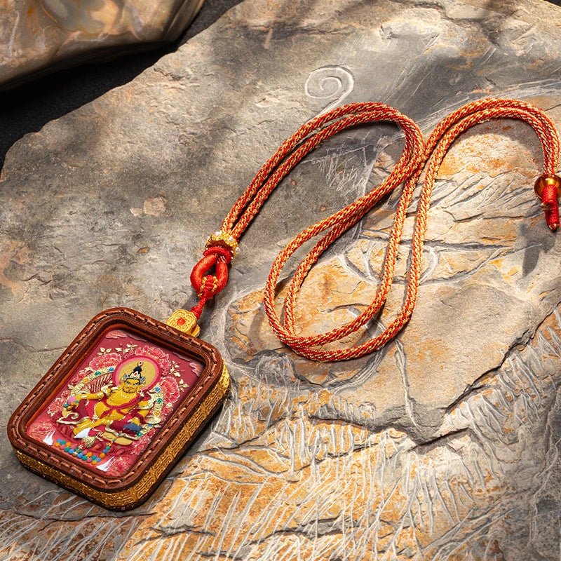Red and Blue Background Versions of Tibetan Thangka Pendant - Sacred Art for Daily Wear