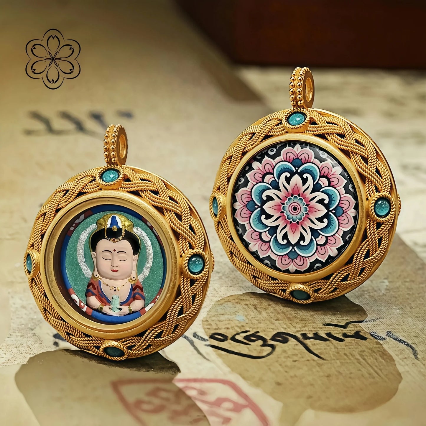 Avalokiteshvara Thangka Pendant - Compassion & Peace Talisman Necklace Car Charm