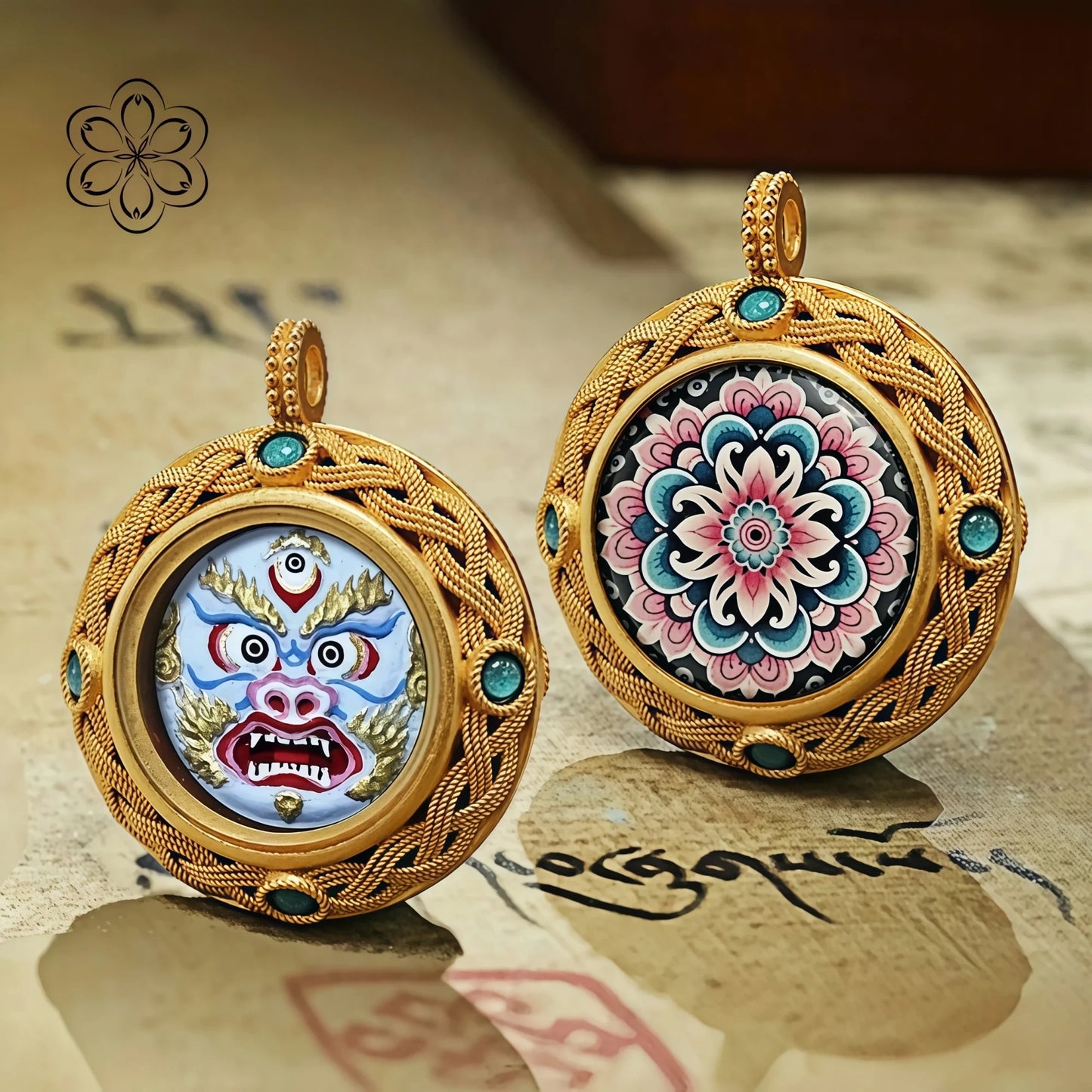 Six-Armed Mahakala Thangka Pendant - Protection & Power Talisman Necklace Car Charm