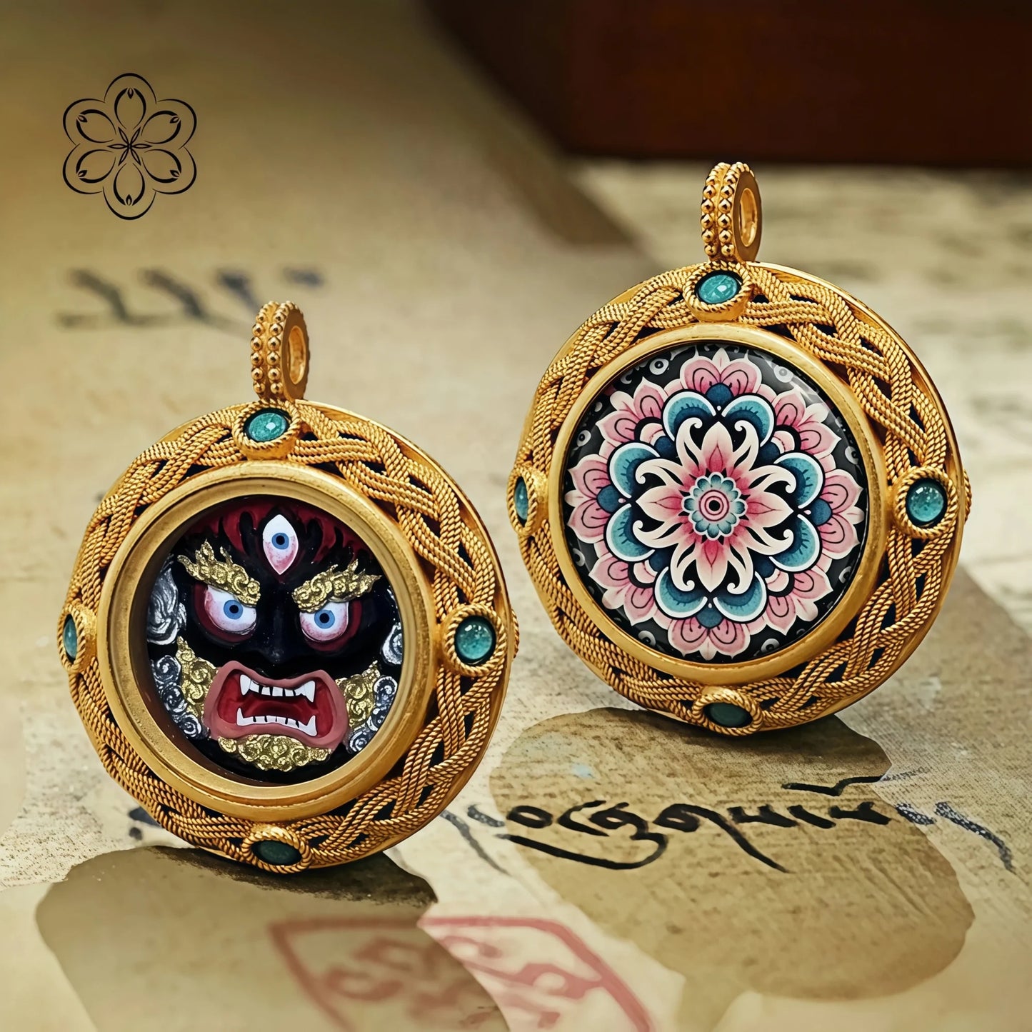 Six-Armed Mahakala Thangka Pendant - Protection & Power Talisman Necklace Car Charm