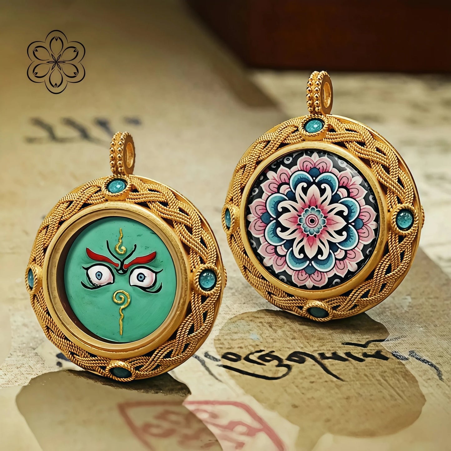 Jambhala's Gaze Thangka Pendant - Wealth & Abundance Talisman Necklace Car Charm