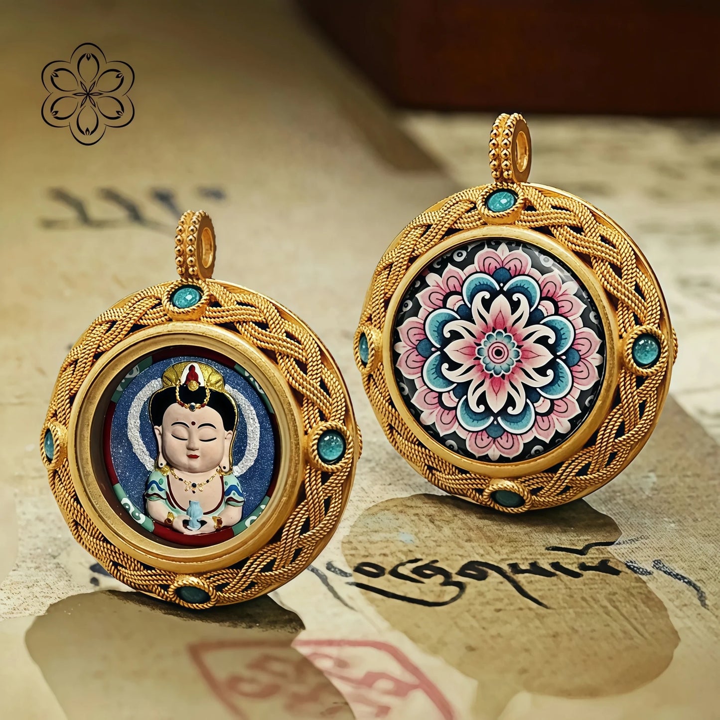Avalokiteshvara Thangka Pendant - Compassion & Peace Talisman Necklace Car Charm