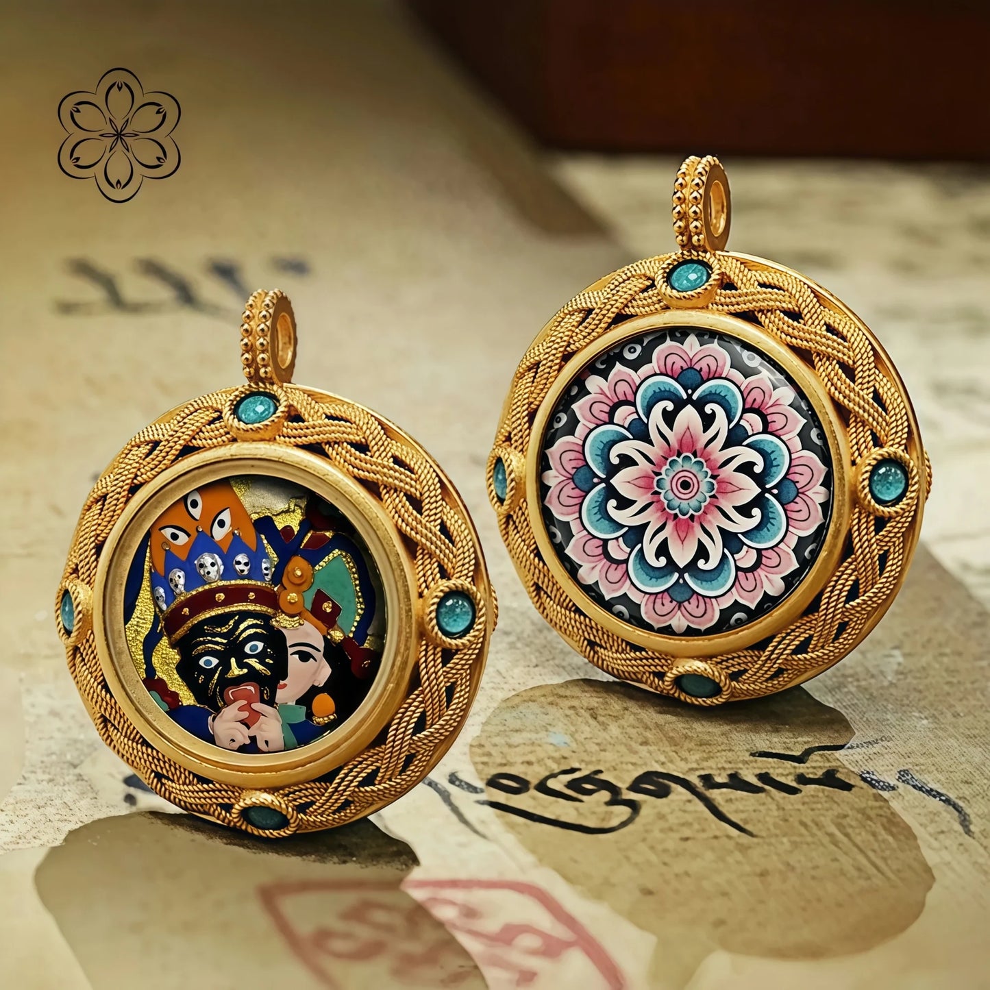 Samsara Wheel Thangka Pendant - Transformation & Rebirth Talisman Necklace Car Charm