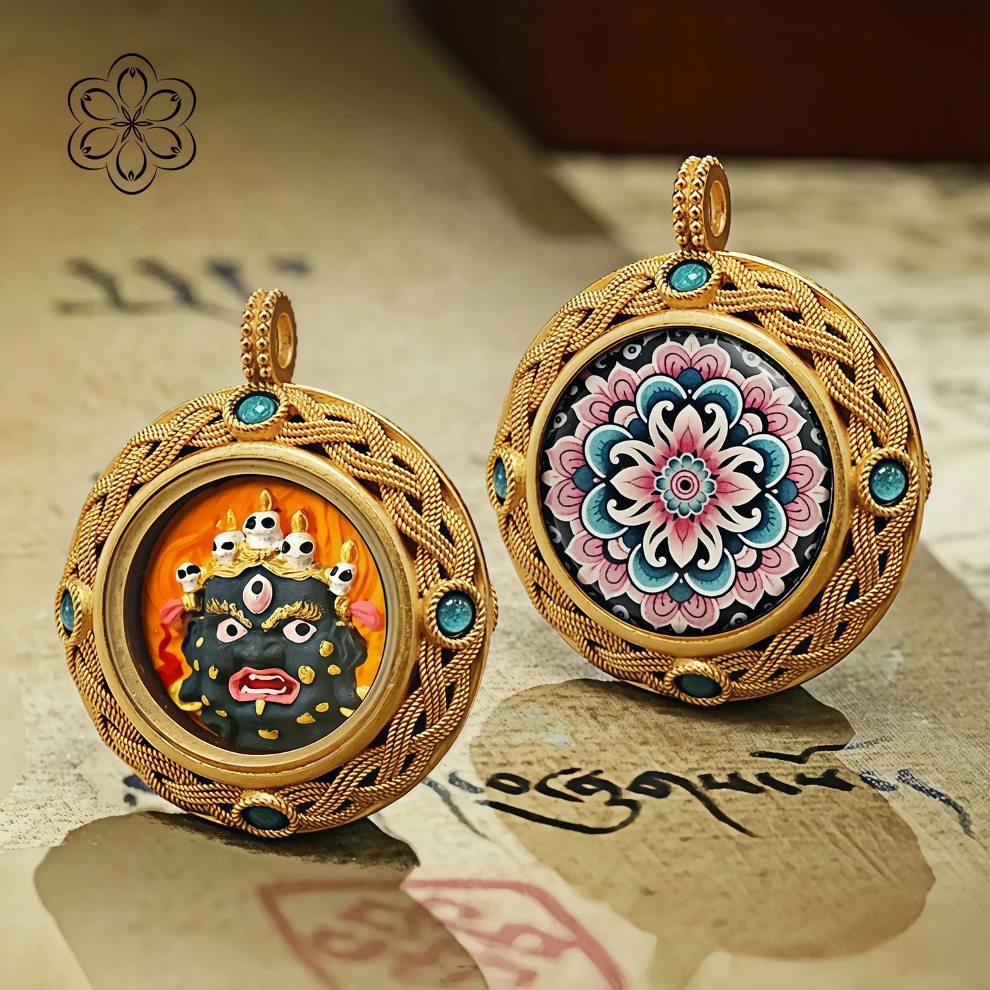 Mahakala Thangka Pendant - Protection & Empowerment Talisman Necklace Car Charm