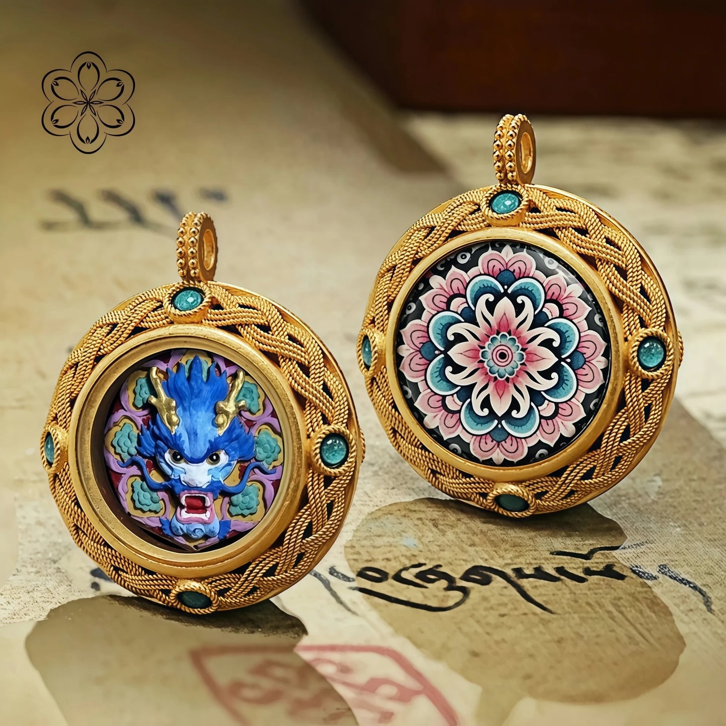 Loong King Thangka Pendant - Success & Abundance Talisman Necklace Car Charm