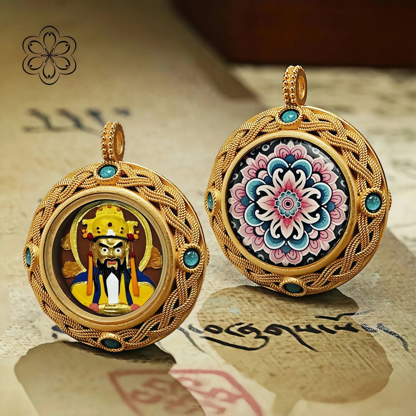 Fifth Lord Wealth God Thangka Pendant Prosperity & Success Talisman Necklace Car Charm
