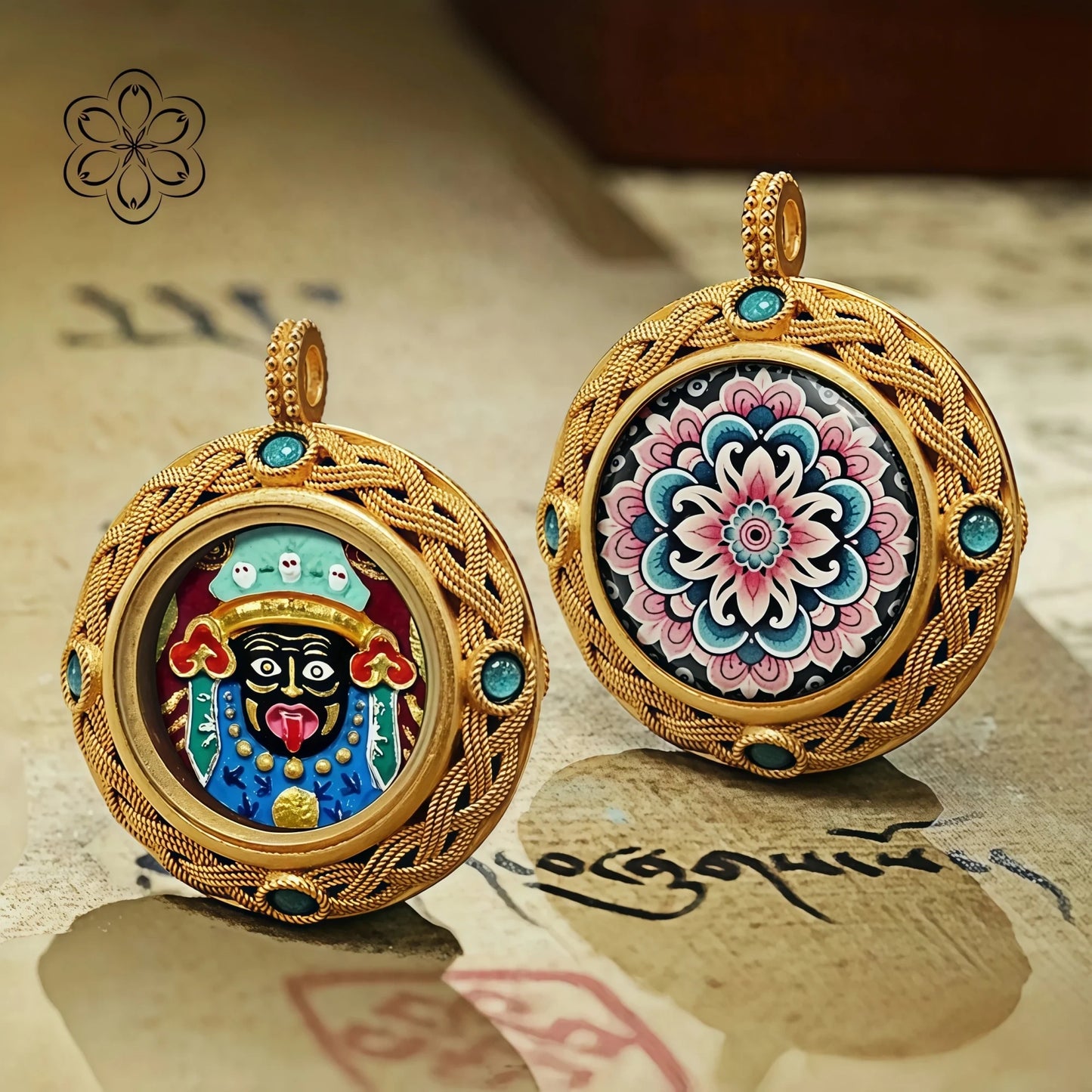 Zahi Lhamo Thangka Pendant Protection & Fortune Talisman Necklace Car Charm