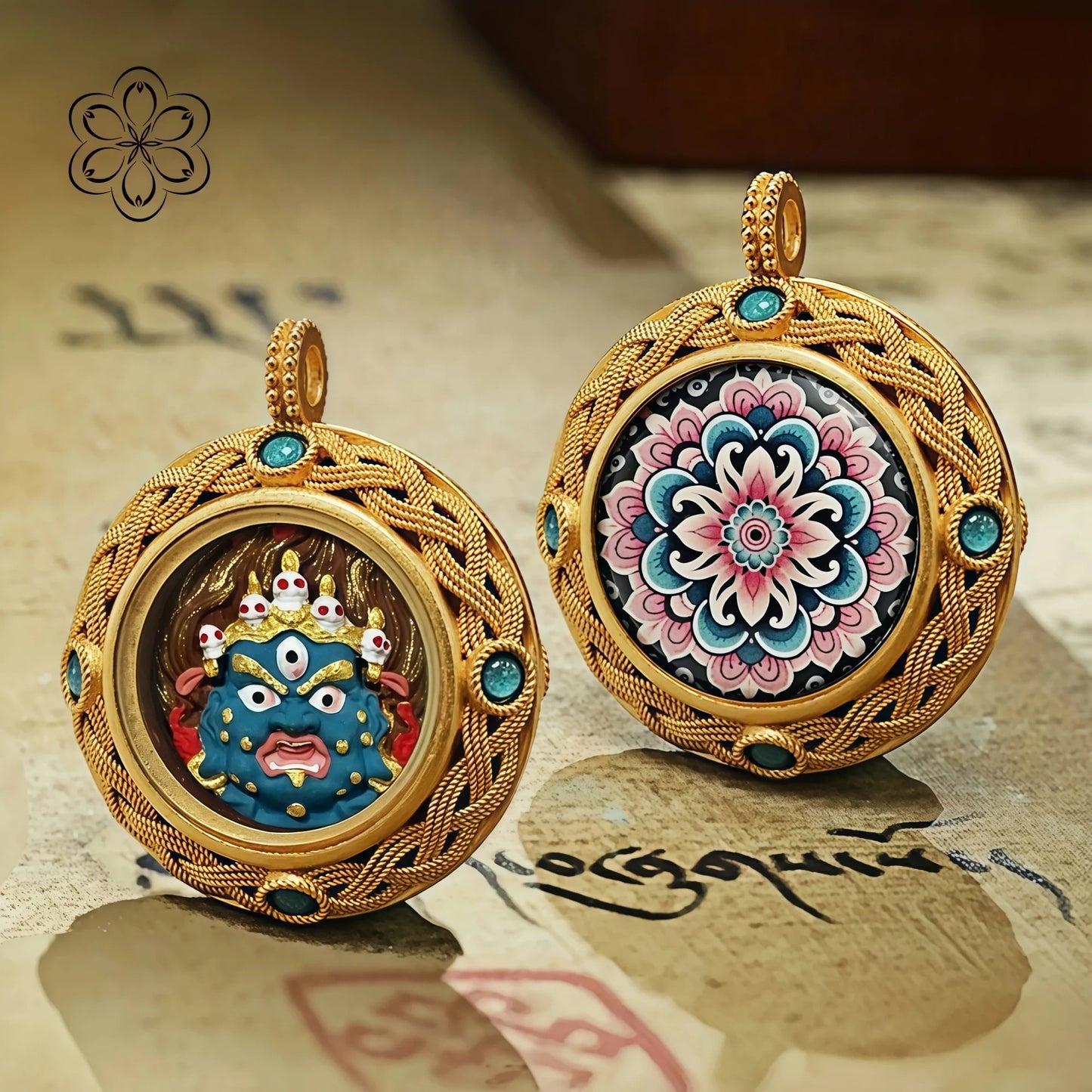 Mahakala Thangka Pendant - Protection & Empowerment Talisman Necklace Car Charm