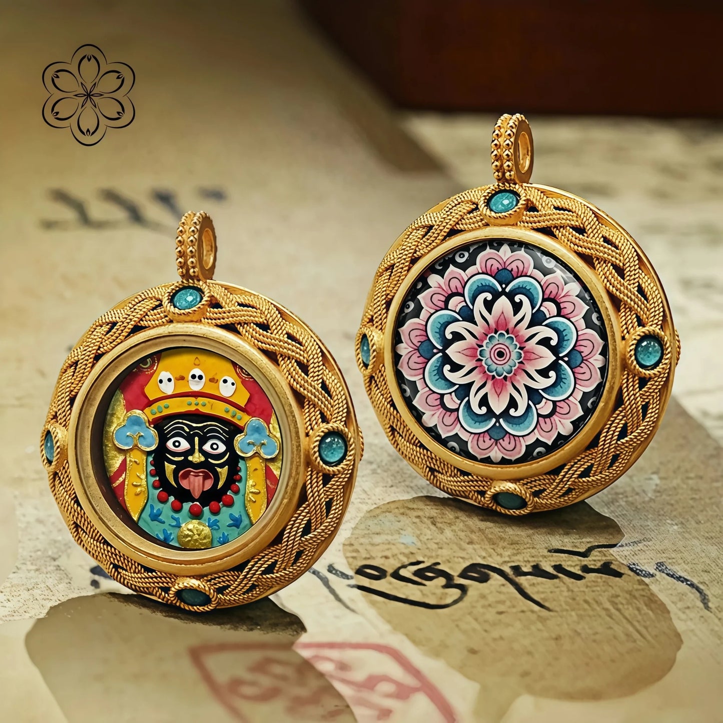 Zahi Lhamo Thangka Pendant Protection & Fortune Talisman Necklace Car Charm