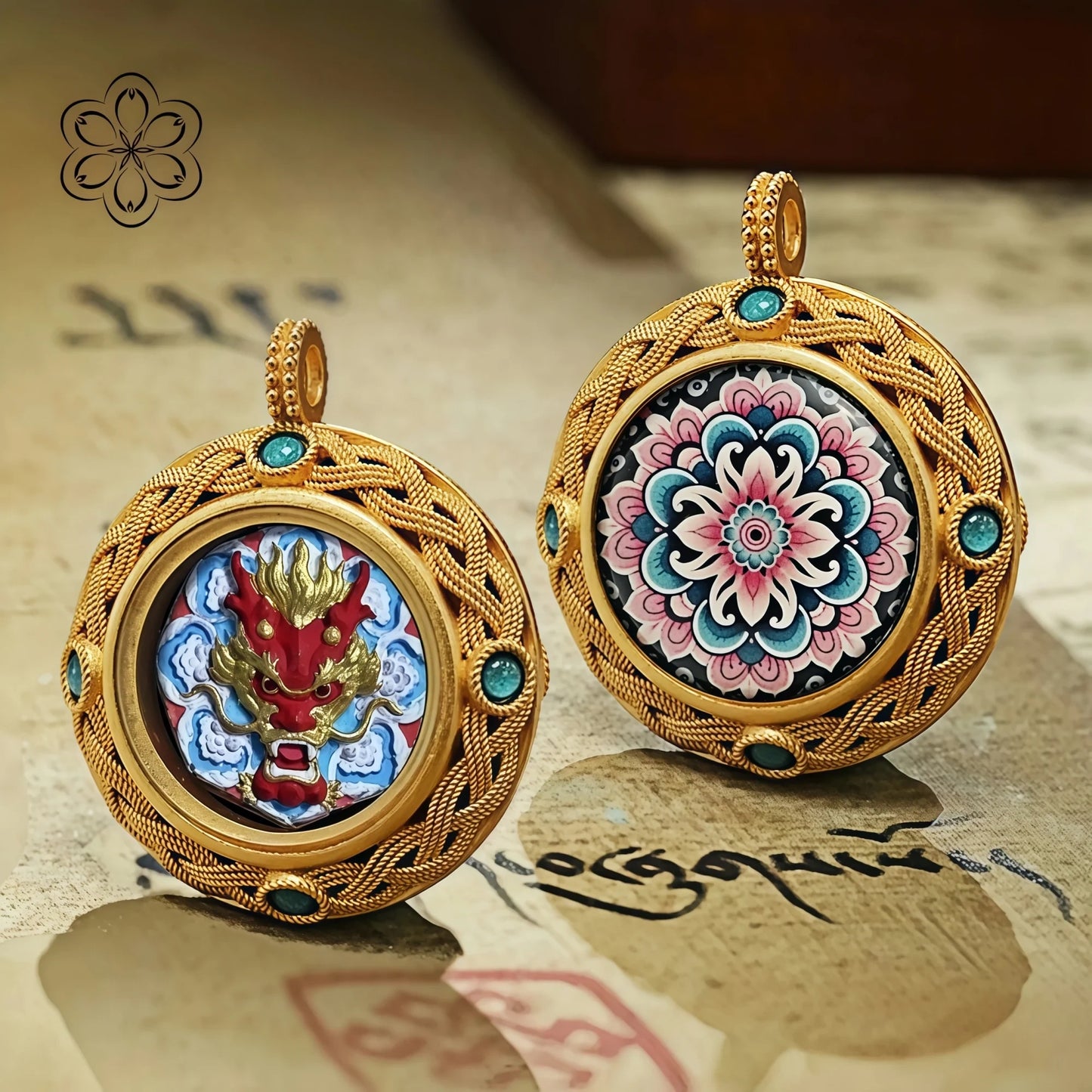 Loong King Thangka Pendant - Success & Abundance Talisman Necklace Car Charm