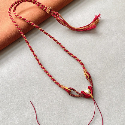 Mulstio Handwoven Tibetan Cotton Cord Necklace Ritual Totem Amulet Rope Spiritual Empowerment