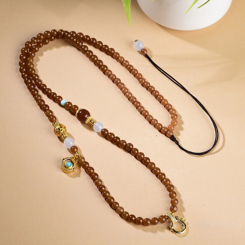Mulstio Vintage Caramel Chalcedony Multi Wear Energy Necklace for Women Empowerment