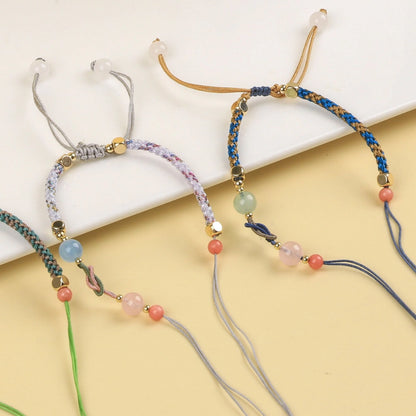 Mulstio Gradient Hand Woven Crystal Pendant Cord Necklace Spiritual Empowerment Amulet