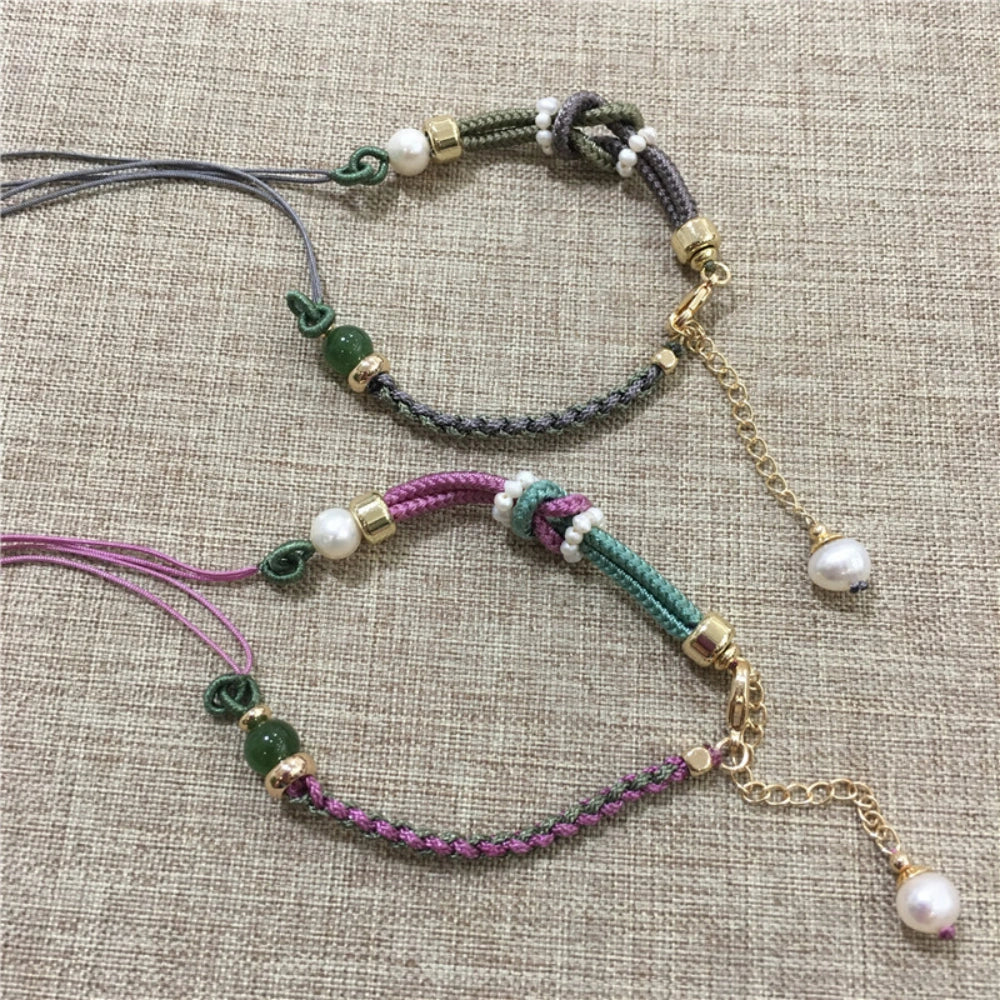 Mulstio Ruyi Knot Pearl Bracelet Hand Woven Spiritual Empowerment Jewelry for Career Growth