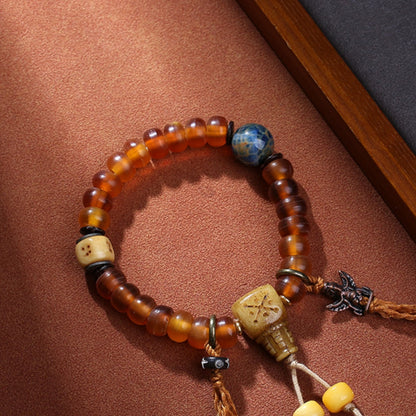 Tibetan Style Weathered Sheep Horn Bracelet Beaded Empowerment Jewelry