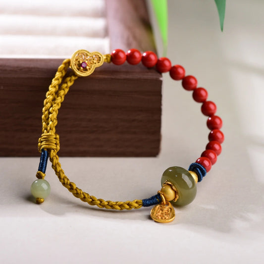 Modern Lucky Charm Hetian Jade Red Cinnabar Bracelet for Women Empowerment and Protection