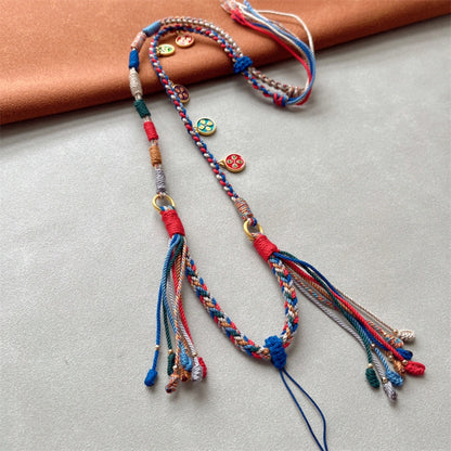 Mulstio Five Wealth Gods Tibetan Woven Necklace Cord Empowering Spiritual Multi Color Amulet Pendant Rope