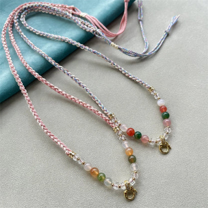 Mulstio Handwoven Yanyuan Agate Healing Crystal Necklace Cord for Women Empowerment