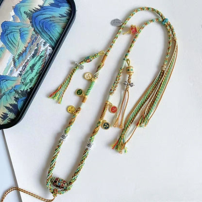 Mulstio Tibetan Agate Abundance Necklace Handcrafted Cotton Rope Wealth Manifestation Amulet