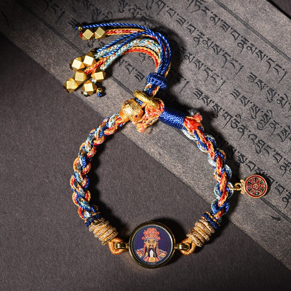 Tibetan Wealth God Wuye Five Color Handwoven Bracelet for Abundance and Empowerment